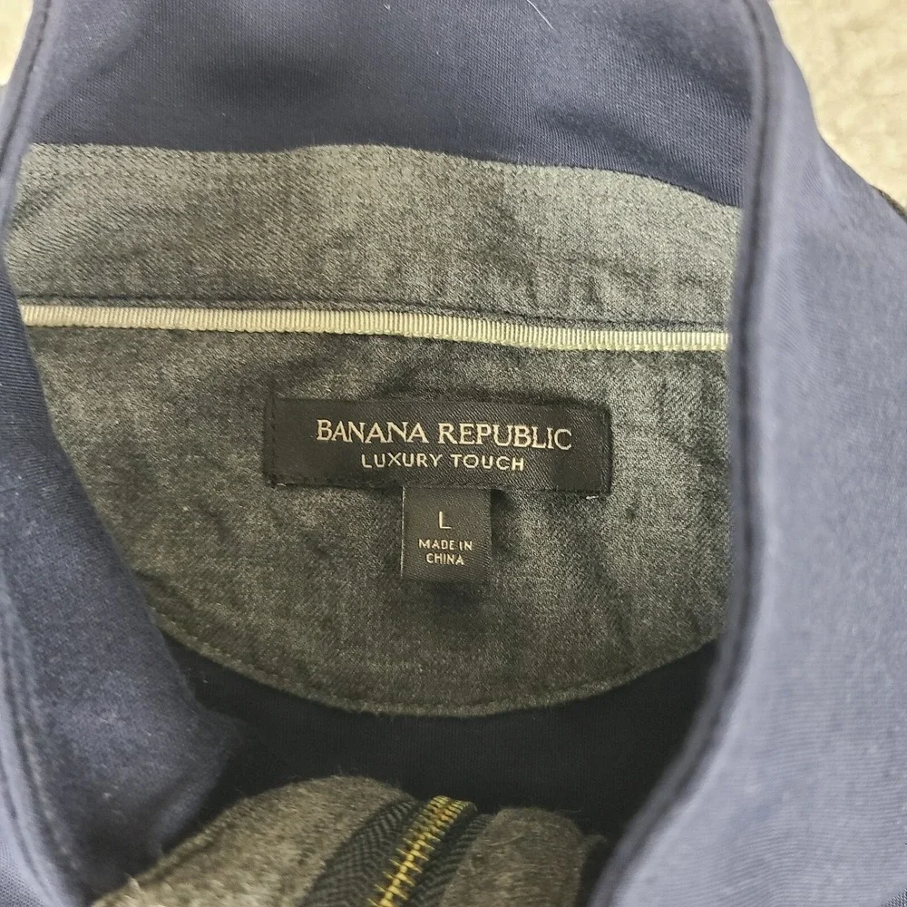 Banana Republic Sweater Mens Large Navy Blue Luxury Touch Quarter Zip Sweatshirt